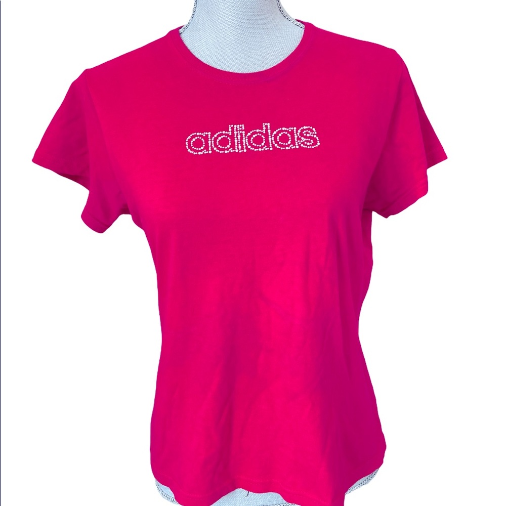Adidas Blingy Embellished Pink T-Shirt Size Medium